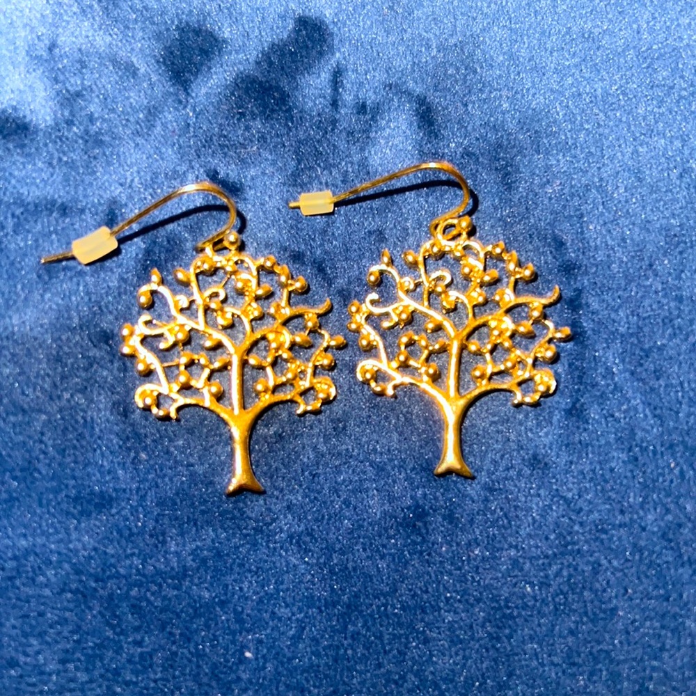 Gold Tree Earrings NIB